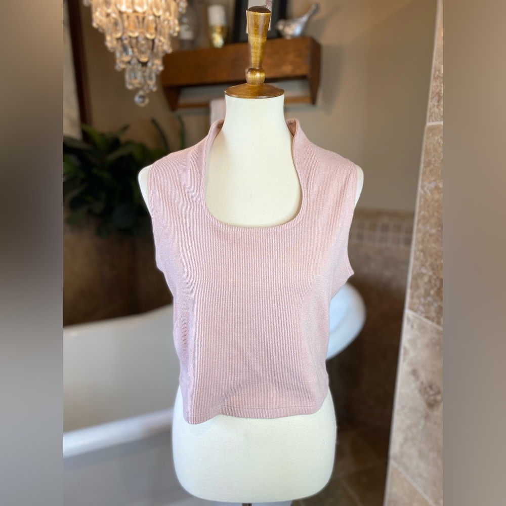 White Birch 1x ribbed unique neckline tank